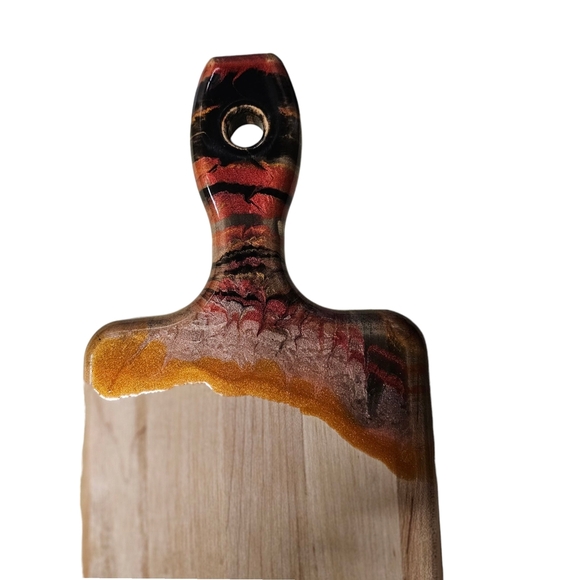 Canadian Maple Charcuterie Board With Colourful Resin Accent Artisian Made - Picture 2 of 5